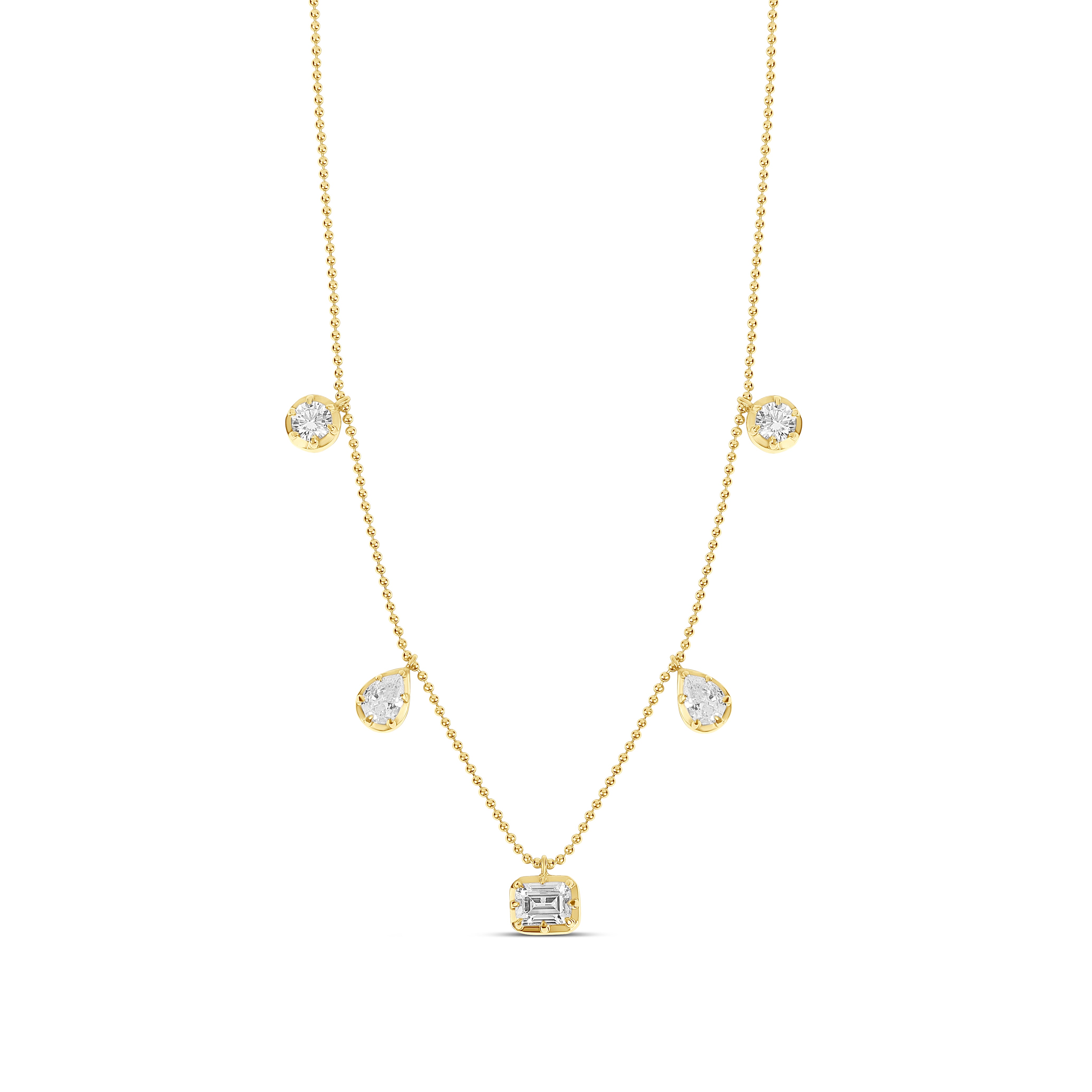 Mix Shape on a Beaded Ball Chain Necklace
