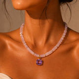 Pink Quartz with Amethyst Drop