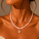 Pink Quartz and Pear Drop Necklace