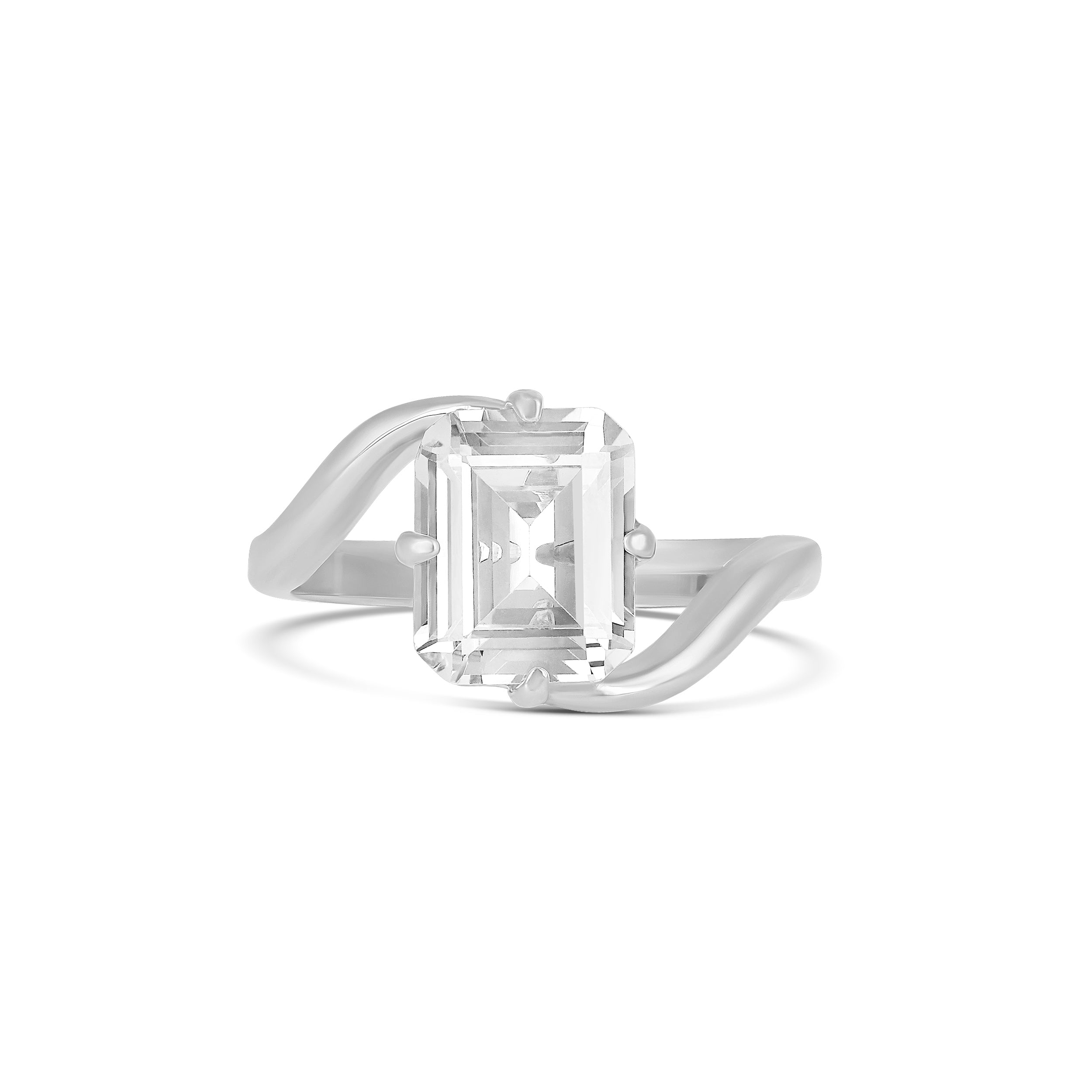 Floating Emerald Shape Cocktail Ring