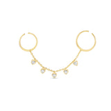 Two Finger Bezel Set Adjustable Ring