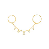 Two Finger Bezel Set Adjustable Ring