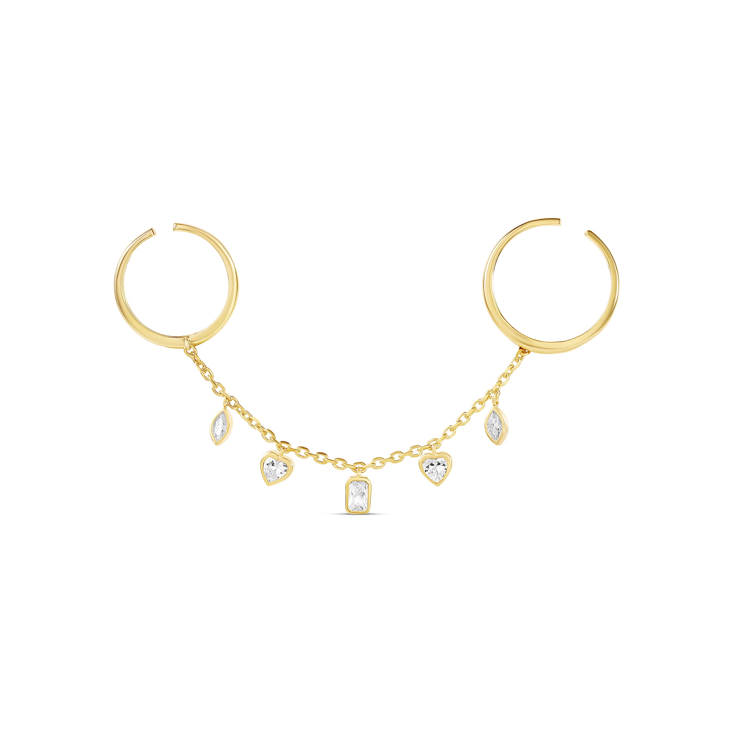 Two Finger Bezel Set Adjustable Ring