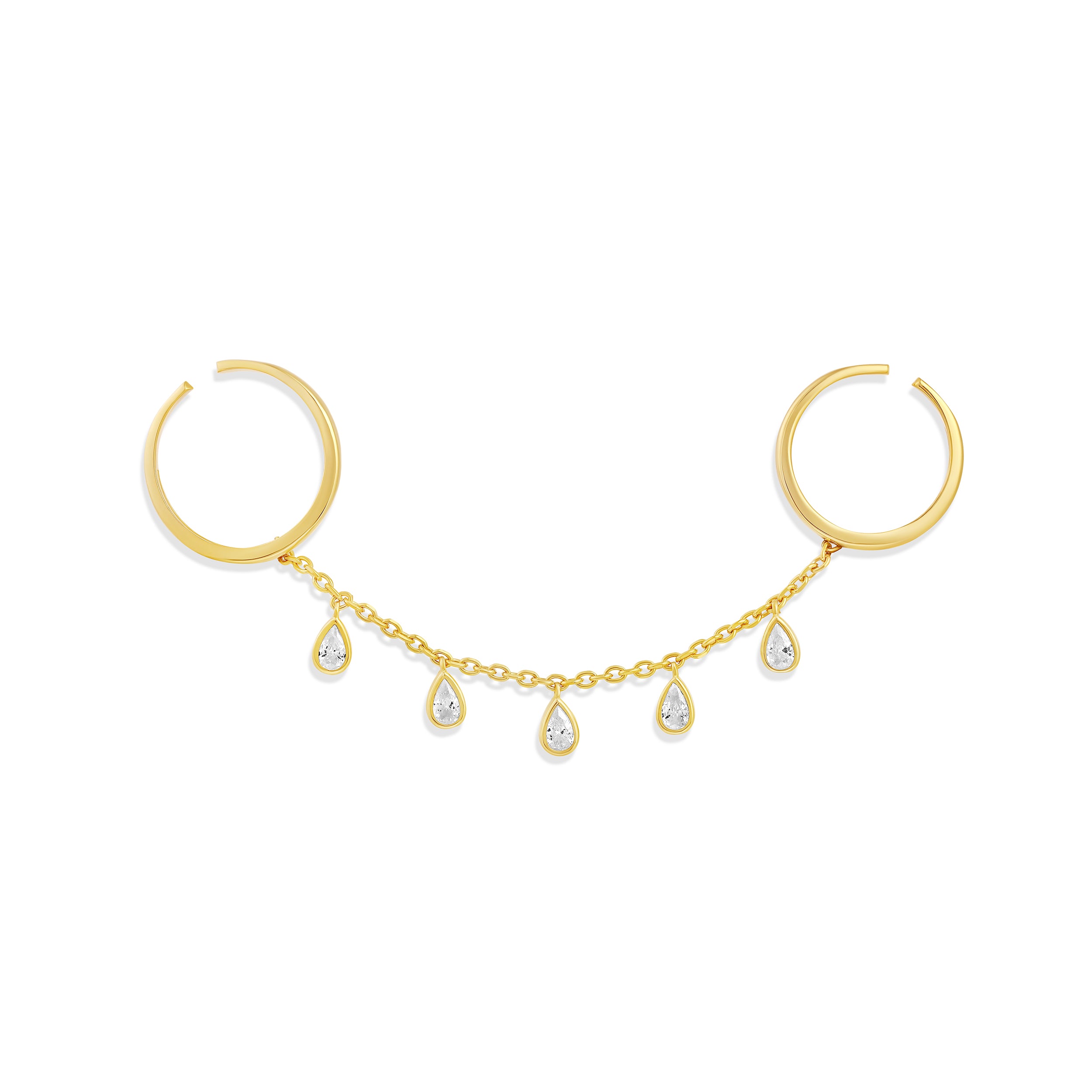 Two Finger Bezel Set Adjustable Ring