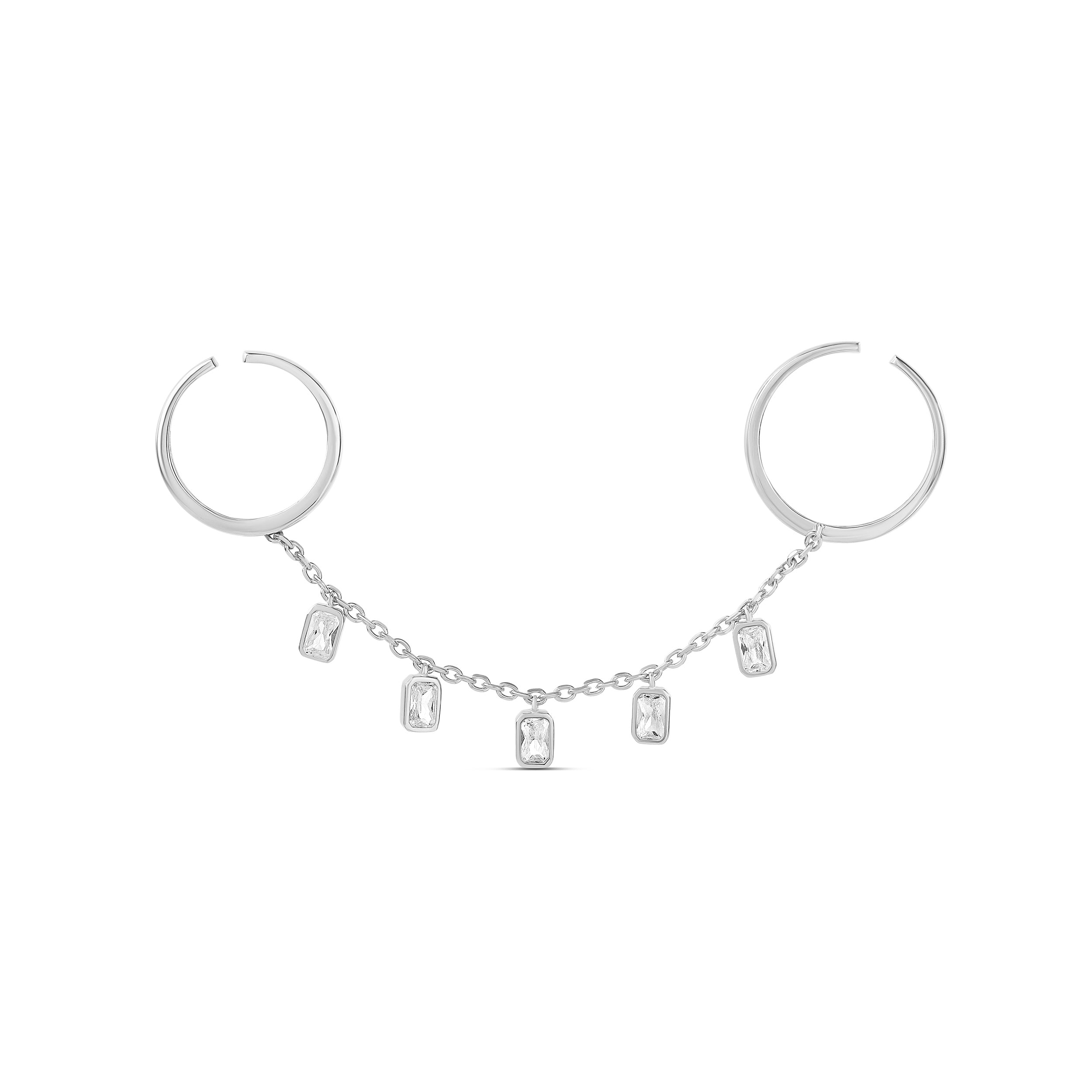 Two Finger Bezel Set Adjustable Ring
