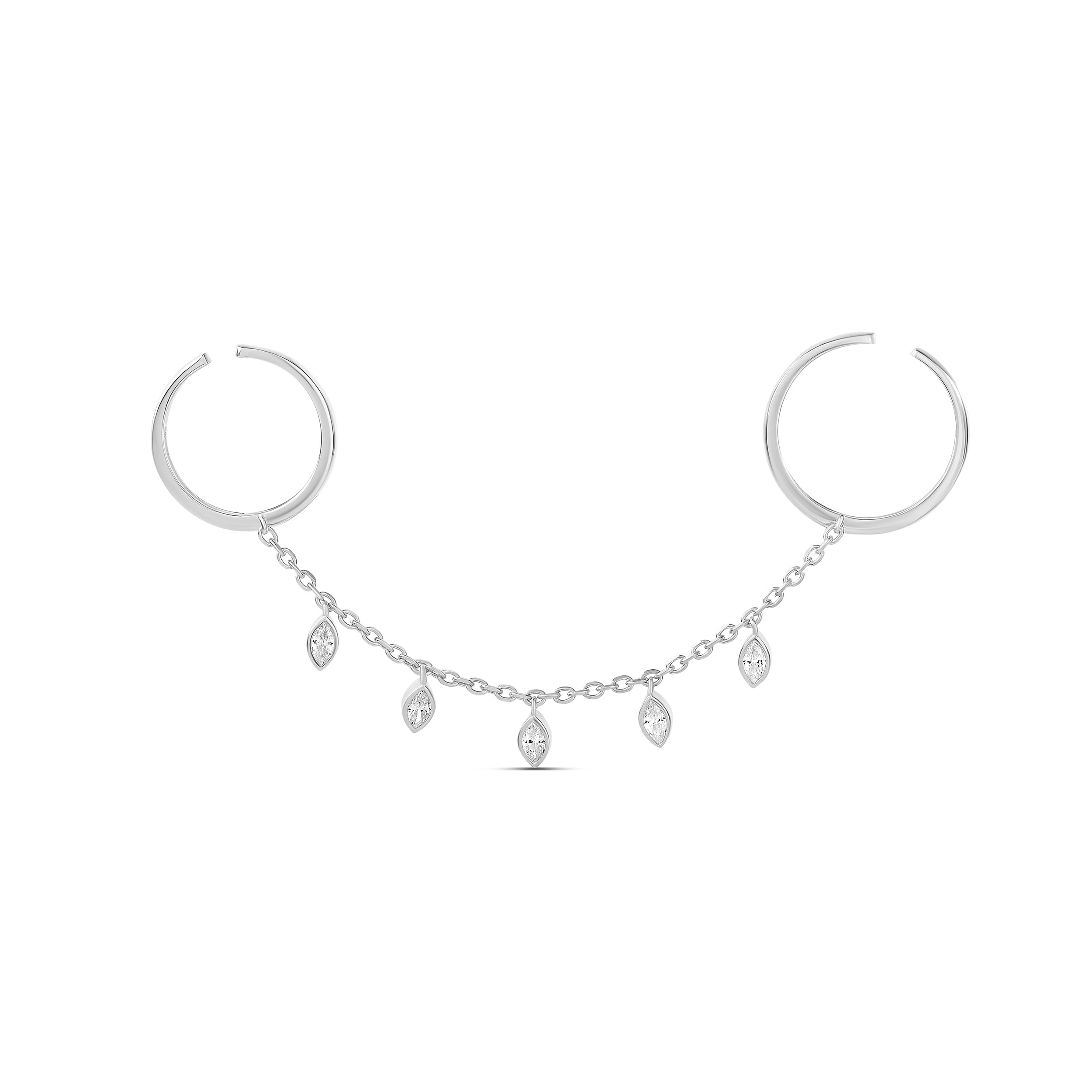 Two Finger Bezel Set Adjustable Ring