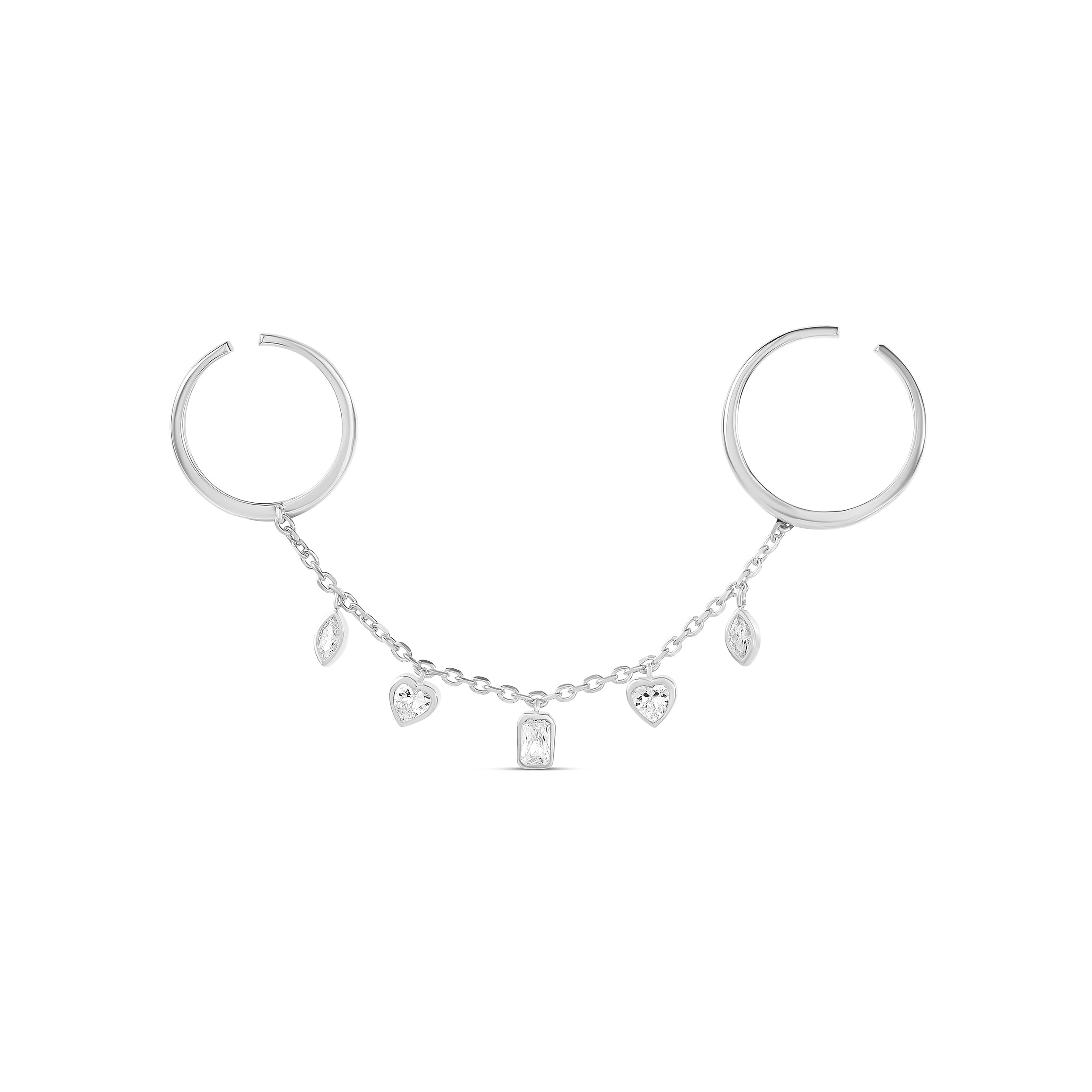 Two Finger Bezel Set Adjustable Ring