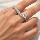Pave Pear Double Finger Ring