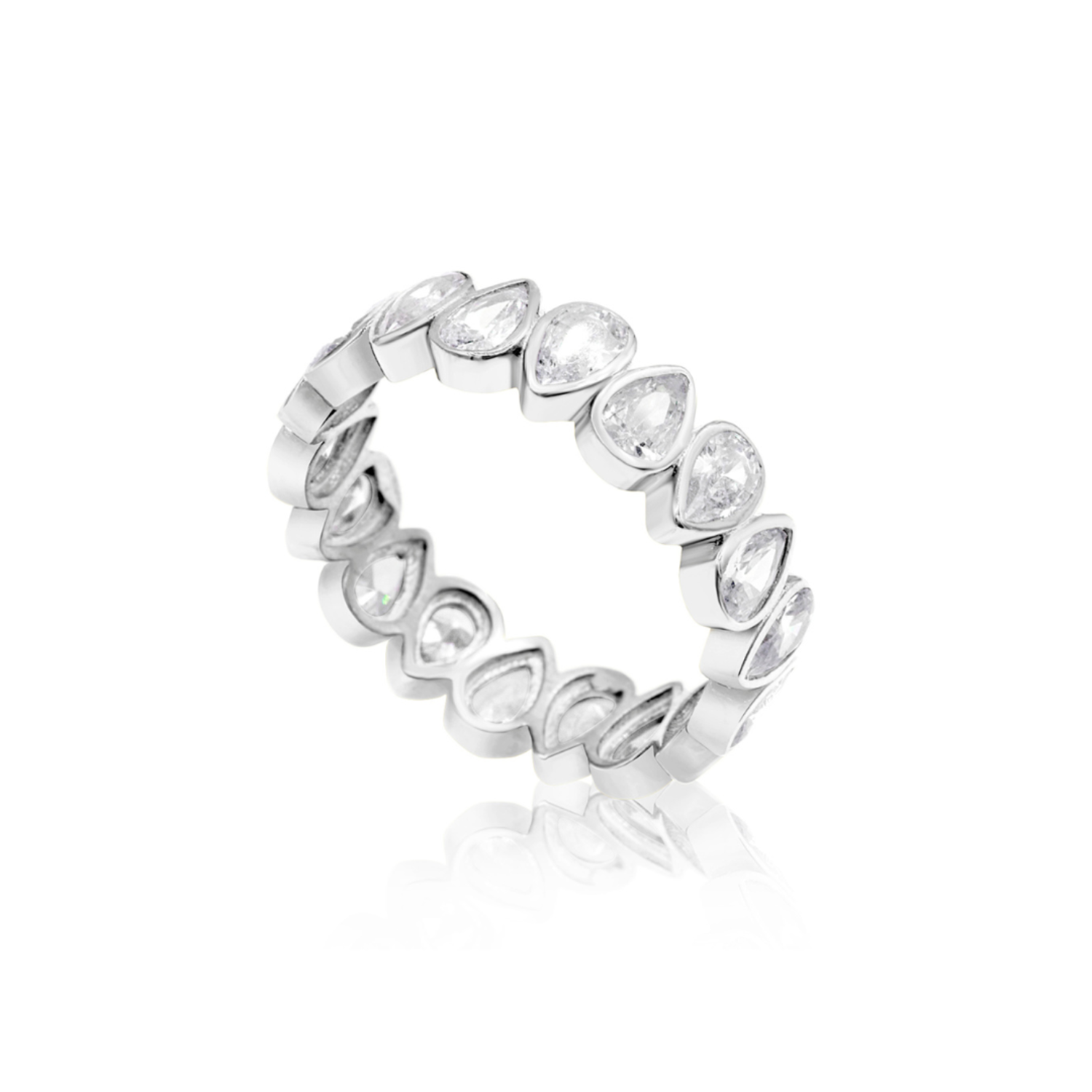 Pear Bezel Set Eternity Band