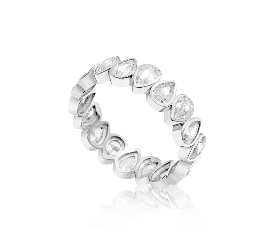 Pear Bezel Set Eternity Band