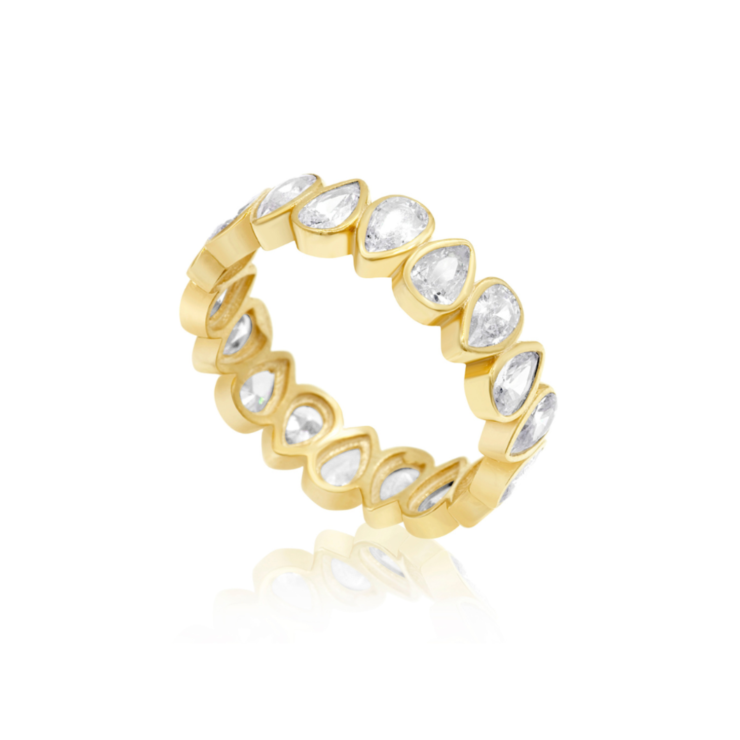 Pear Bezel Set Eternity Band