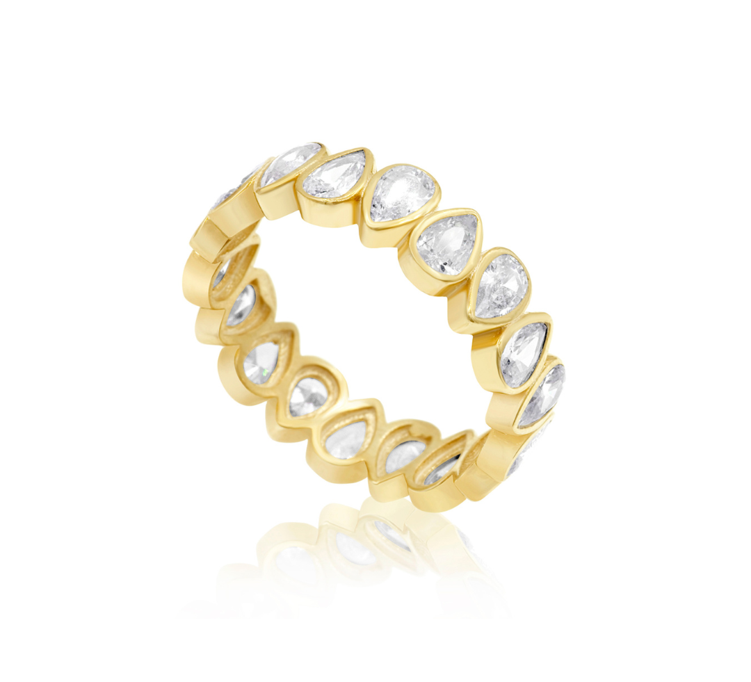 Pear Bezel Set Eternity Band