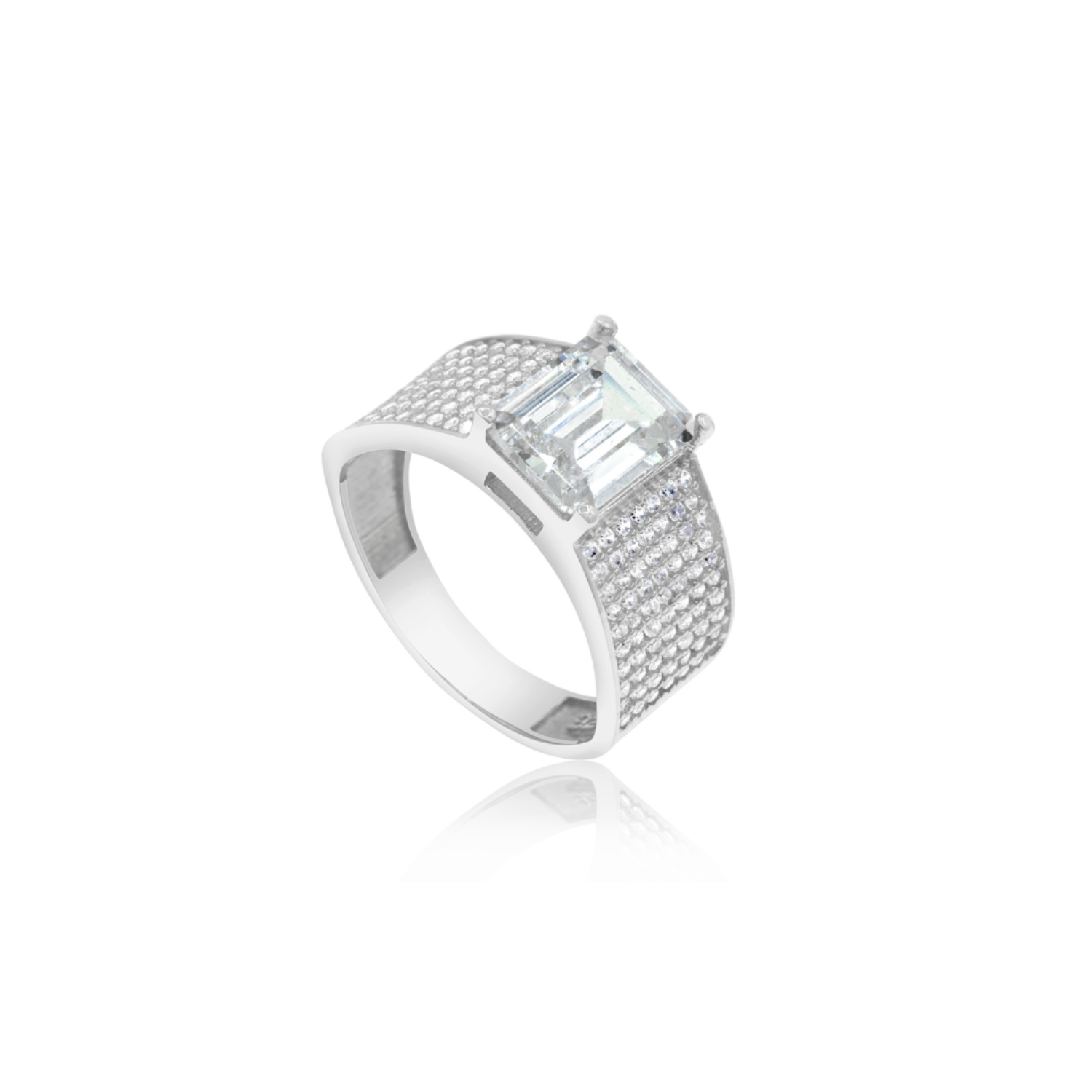 Wide Pave Center Stone Band