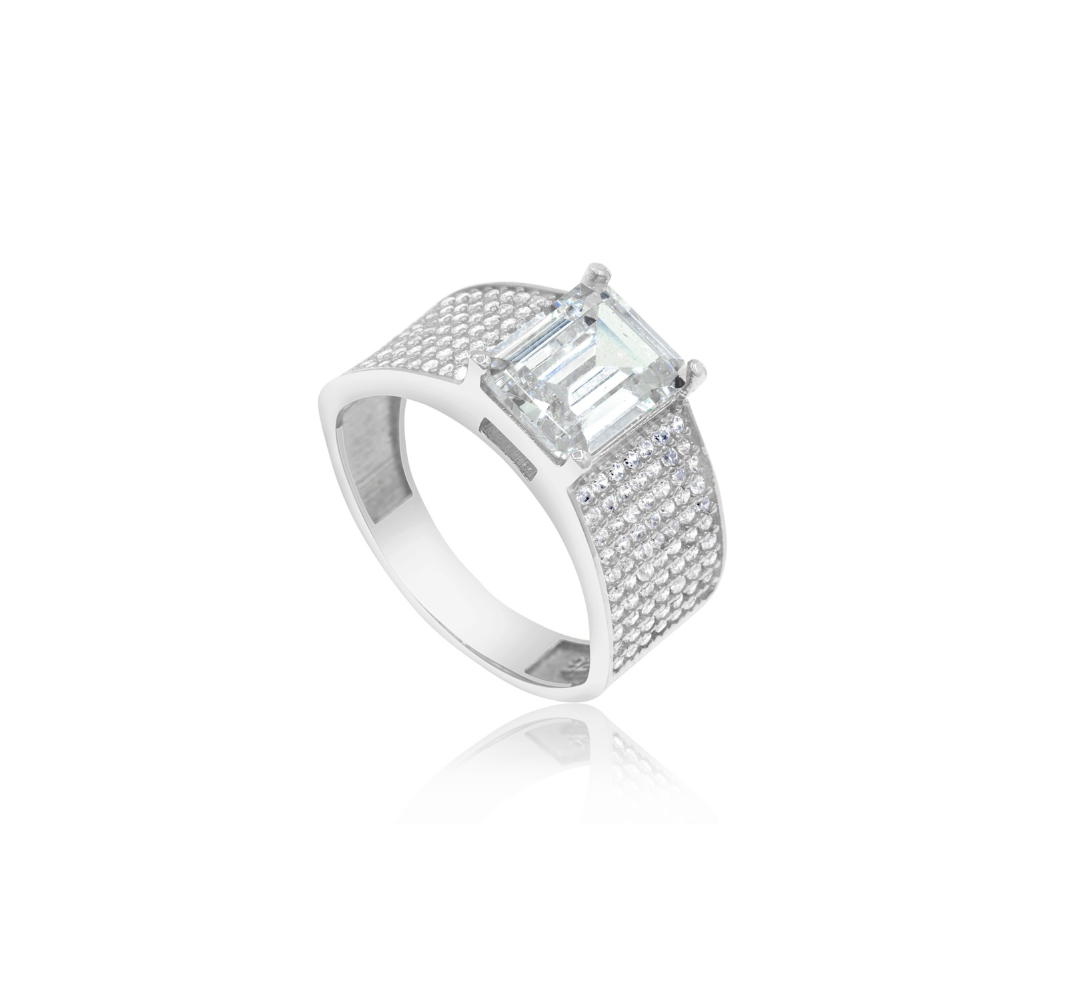 Wide Pave Center Stone Band