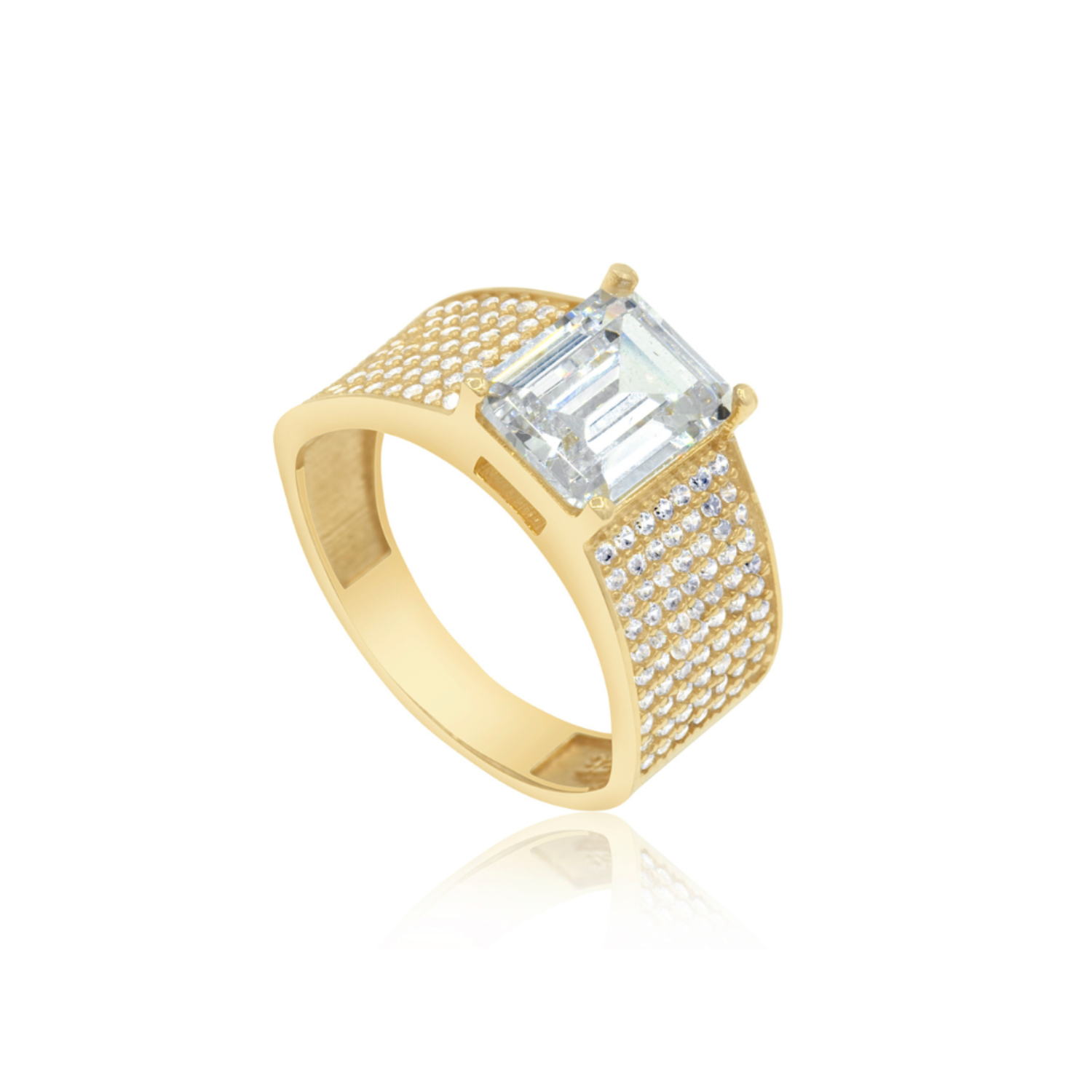 Wide Pave Center Stone Band