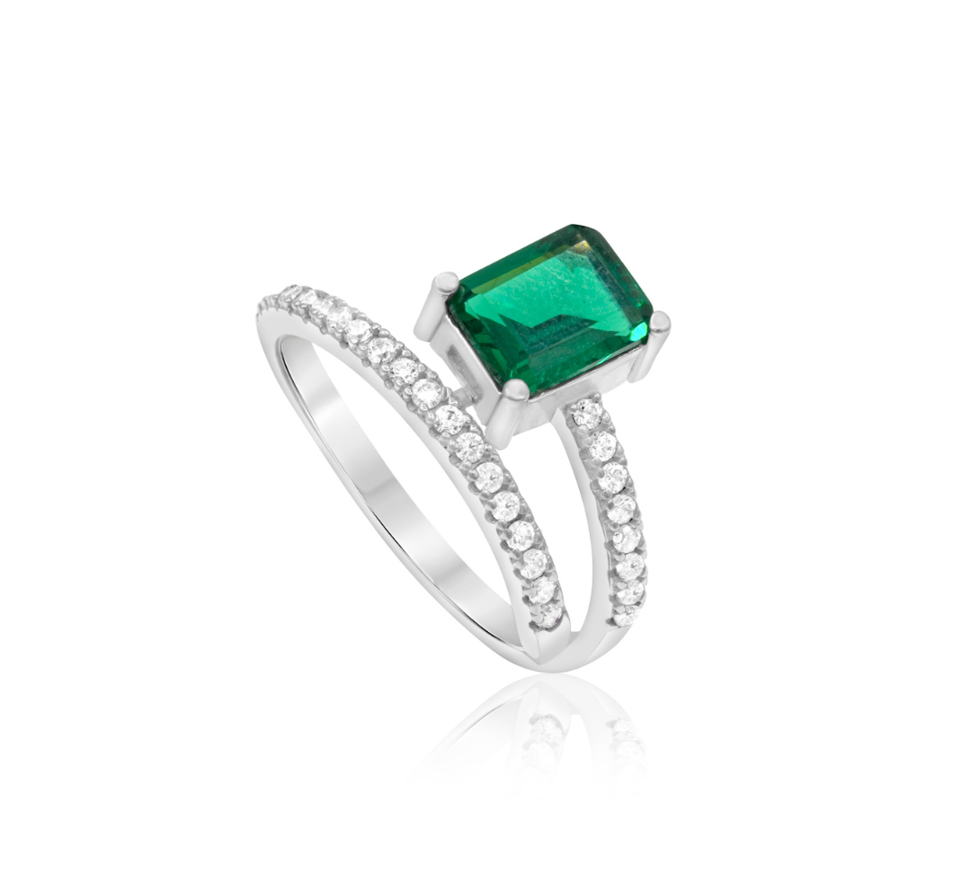 Half Way Around Emerald Statement Ring