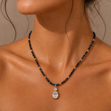 Sodalite Necklace with Double Drop Charm