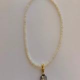 Opal Beaded Necklace with Drop