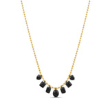 Black Rhodium Dangling Mix Shape Stones on Beaded Ball Chain