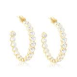 Large Bezel Set Heart Hoops