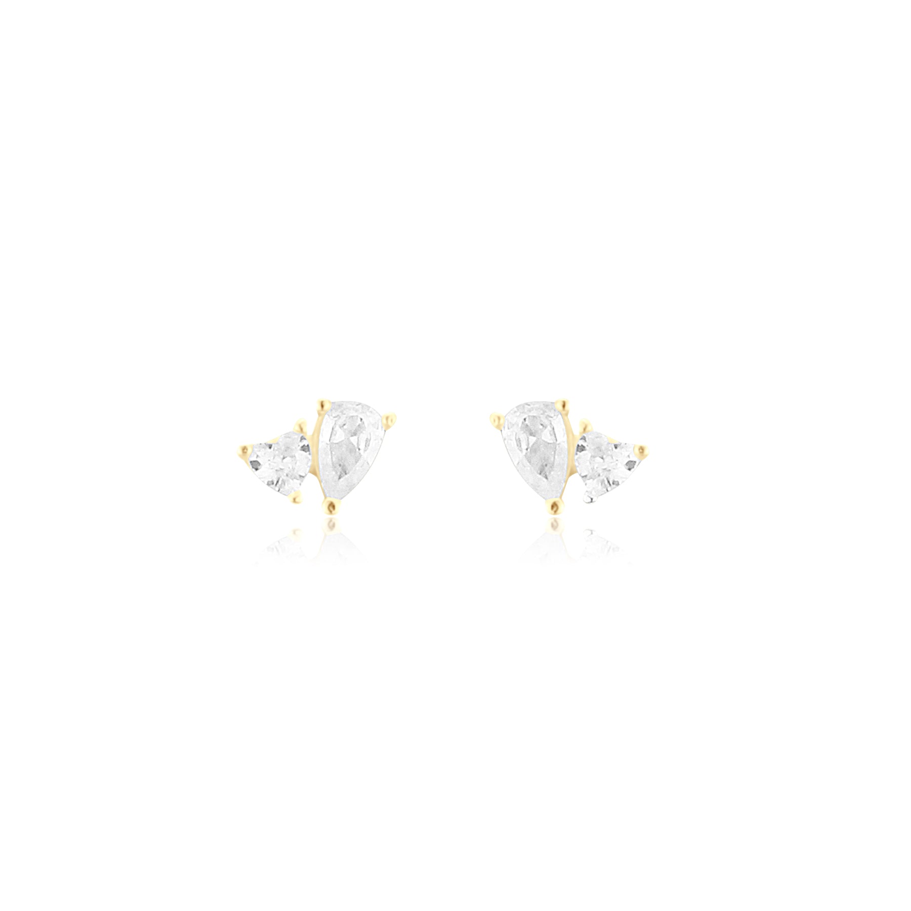 Kris Nations Three Stone Stud Earrings with White Topaz in 18K Gold - Bliss  Boutiques