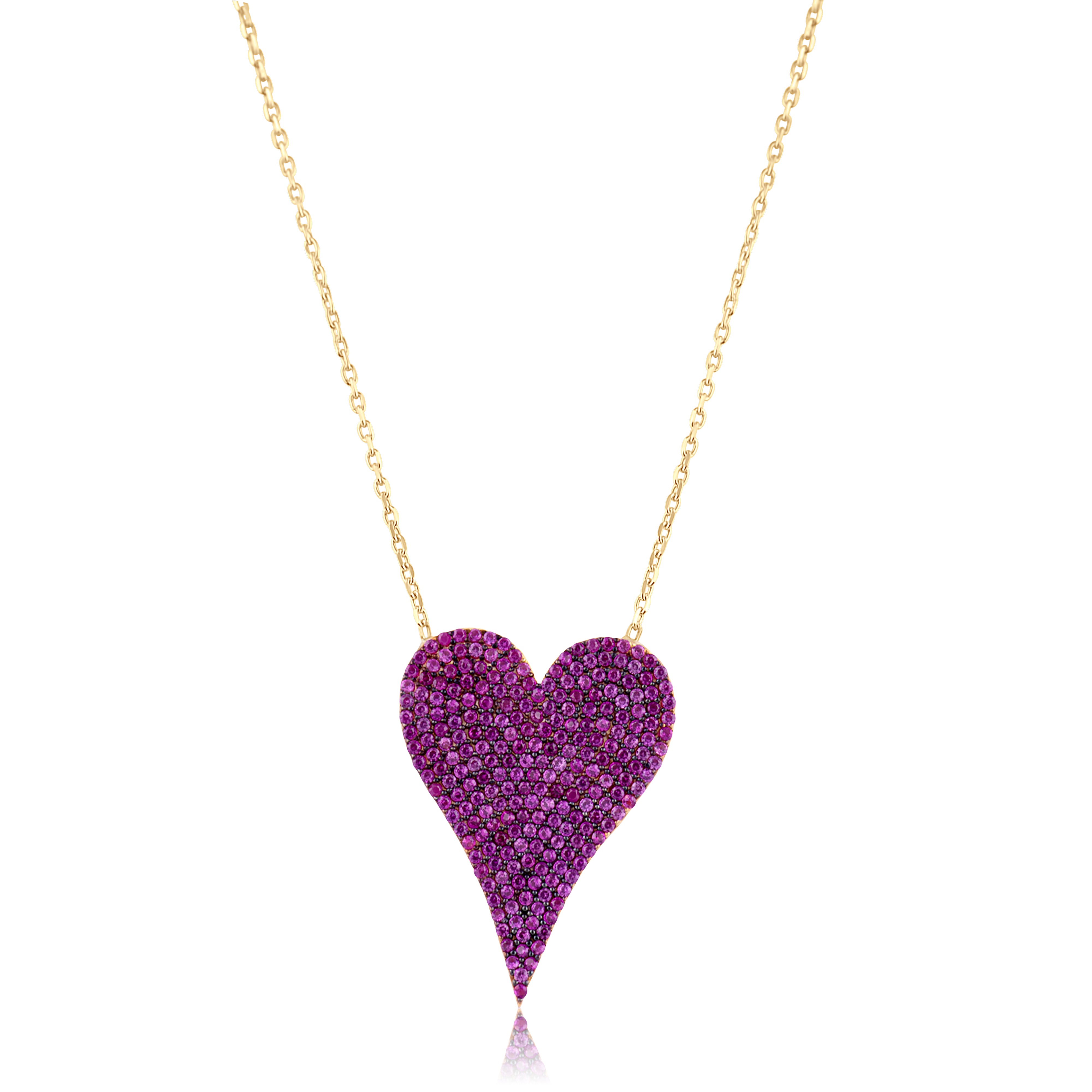 925 Sterling Silver Necklace Light Pink Heart Shape Tennis