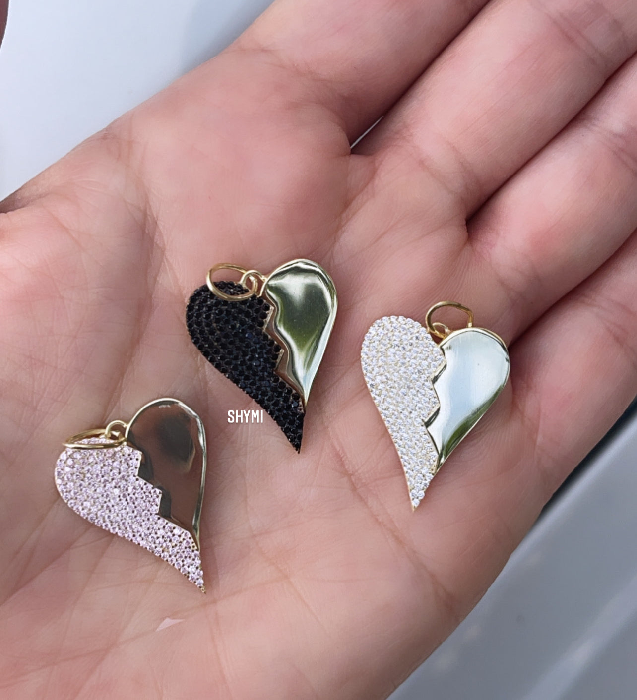 Half Pave Heart Charm