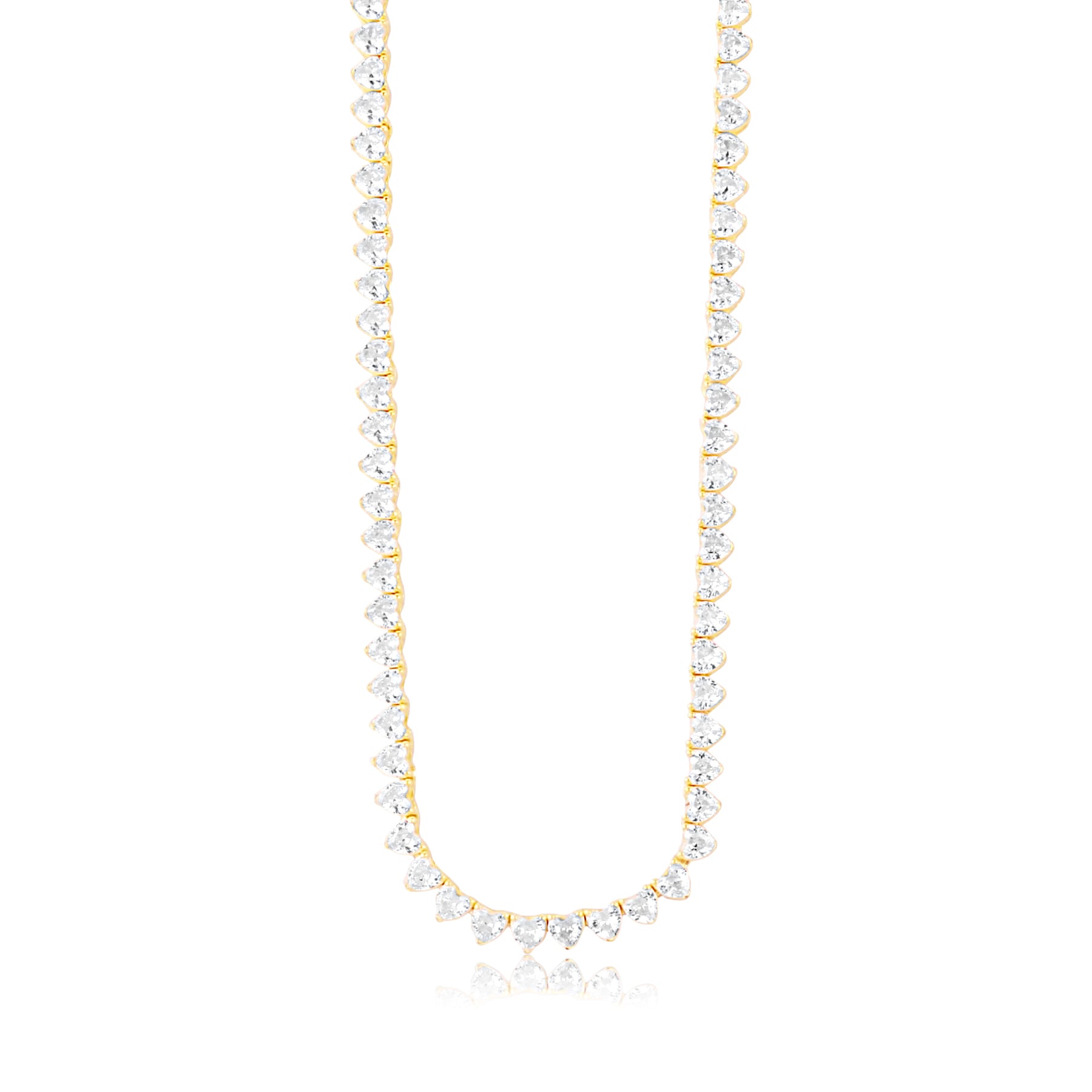 Prong-Set Heart Tennis Necklace