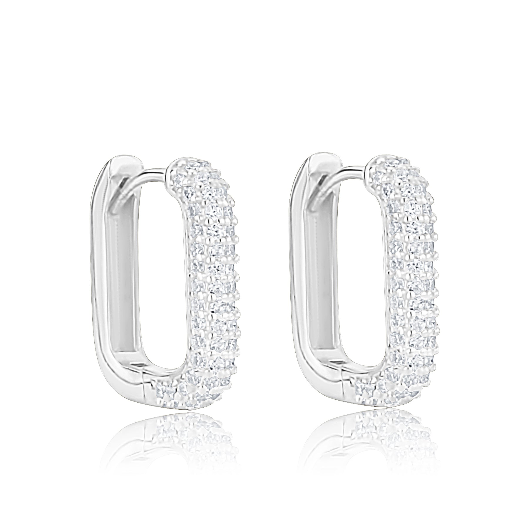 Pave Box Domed Mini Hoops
