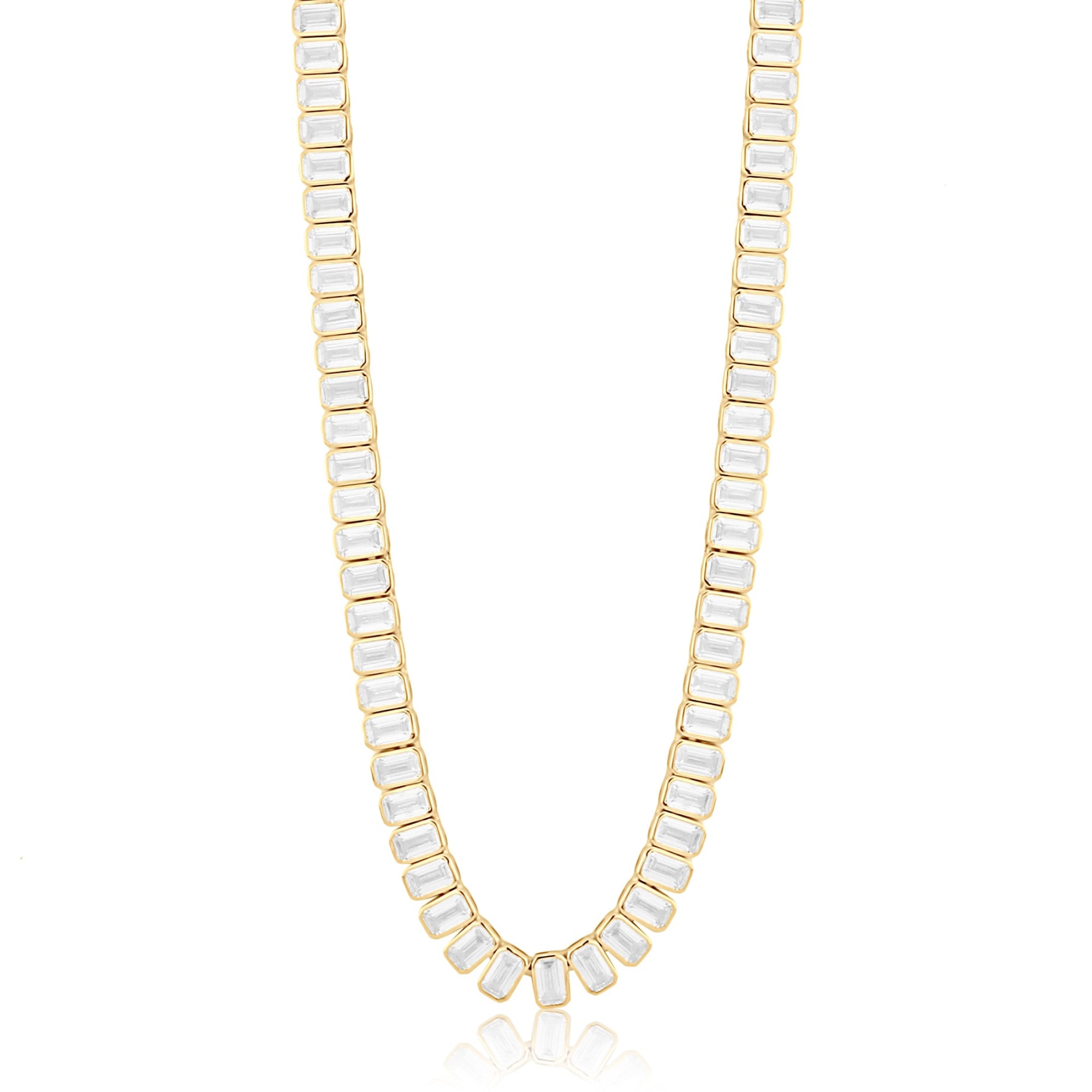 Emerald Bezel-Set Statement Tennis Necklace