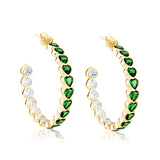 Large Bezel Set Heart Hoops