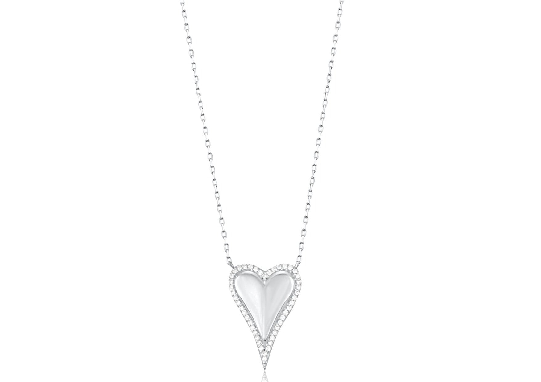 Pave Outline Heart Necklace