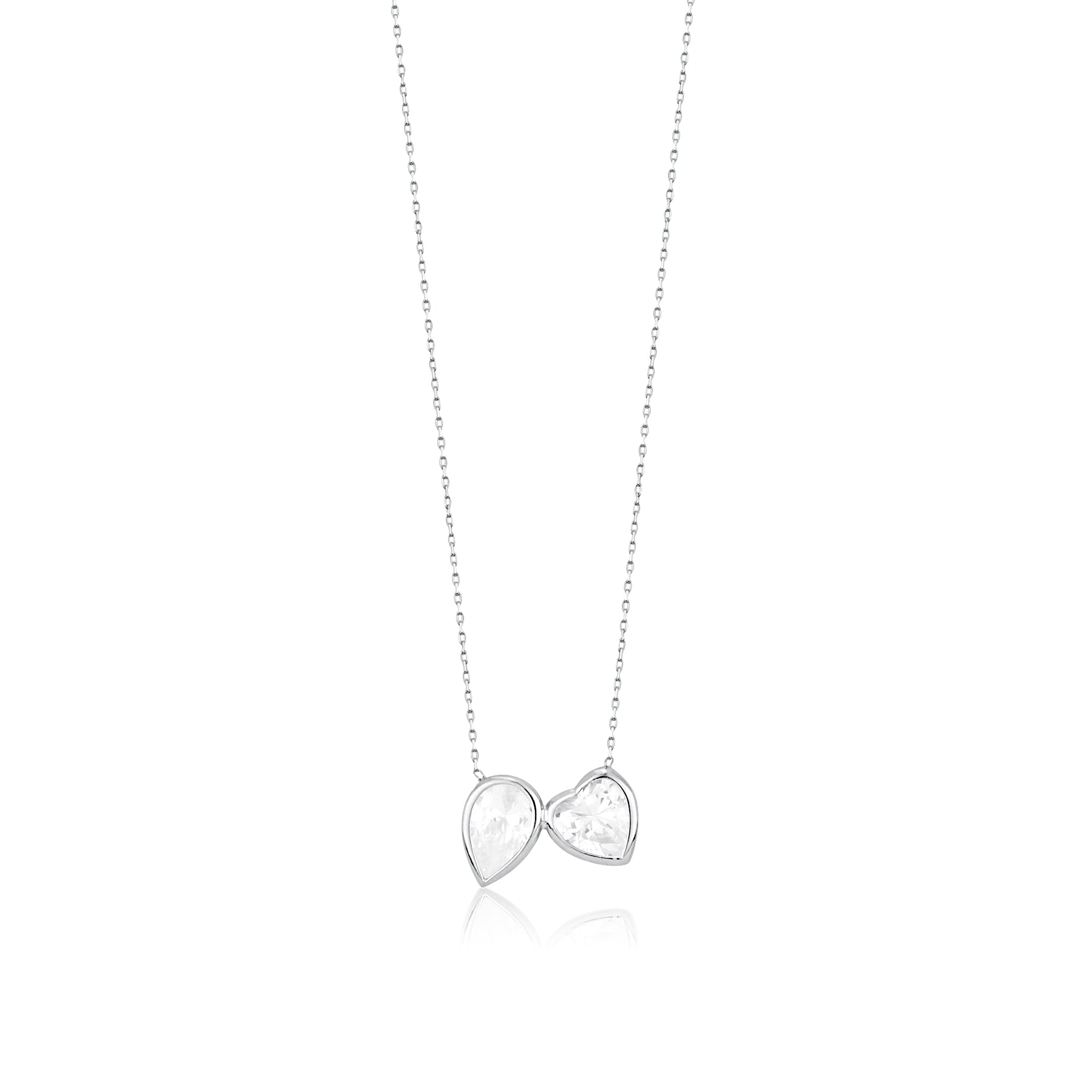 Two Stone Bezel-Set Necklace