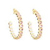 Large Bezel Set Heart Hoops