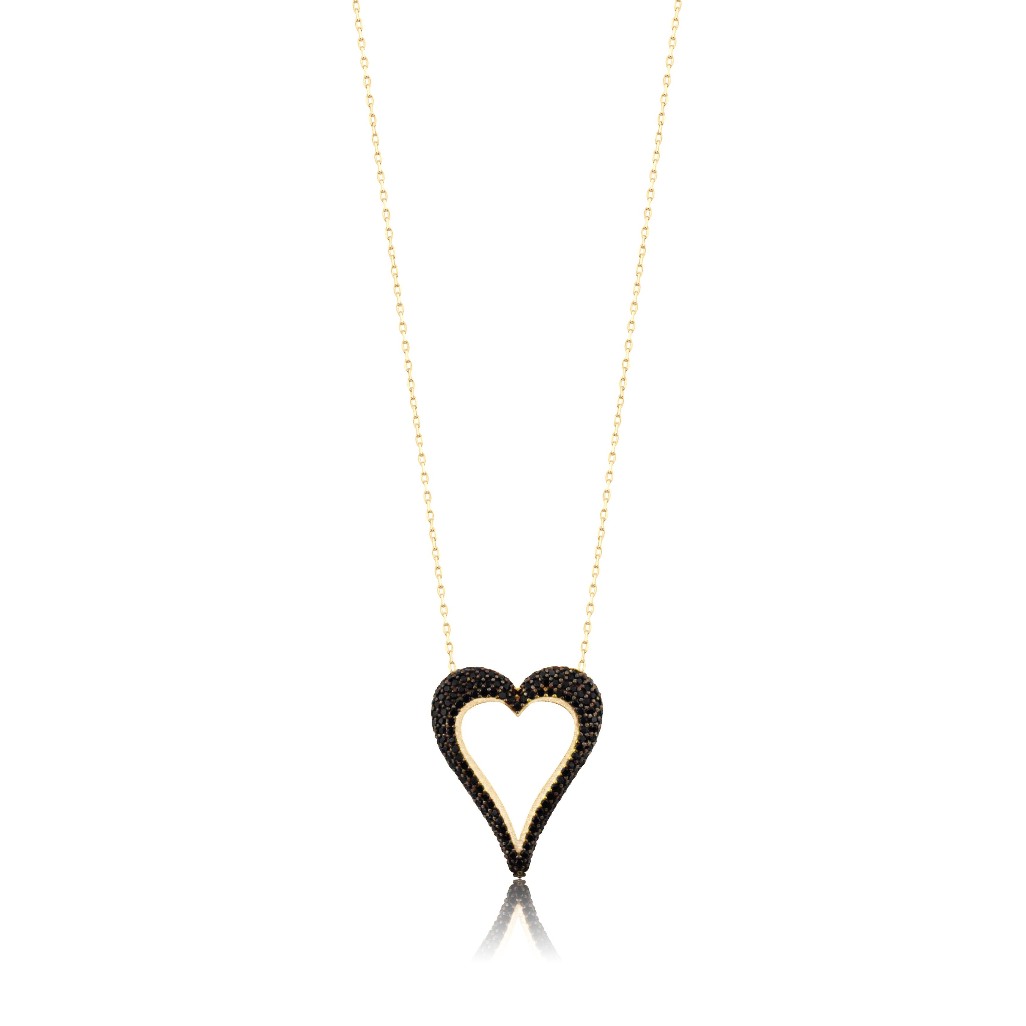 Pave Cutout Wide Heart Necklace