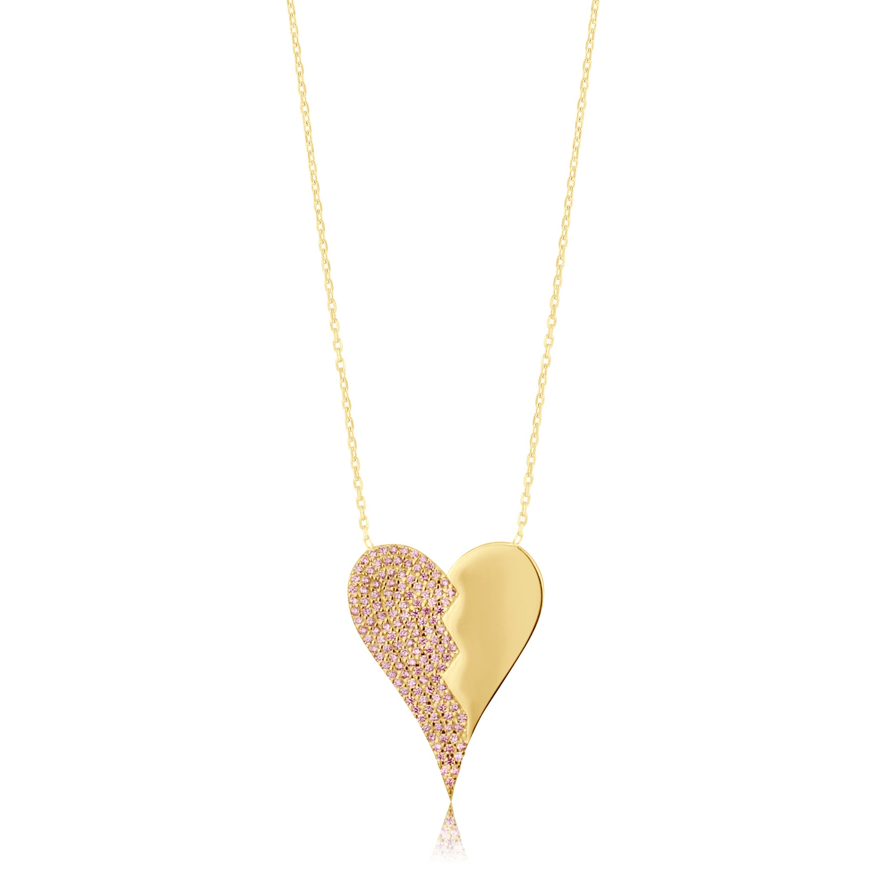 Half Pave Heart Necklace