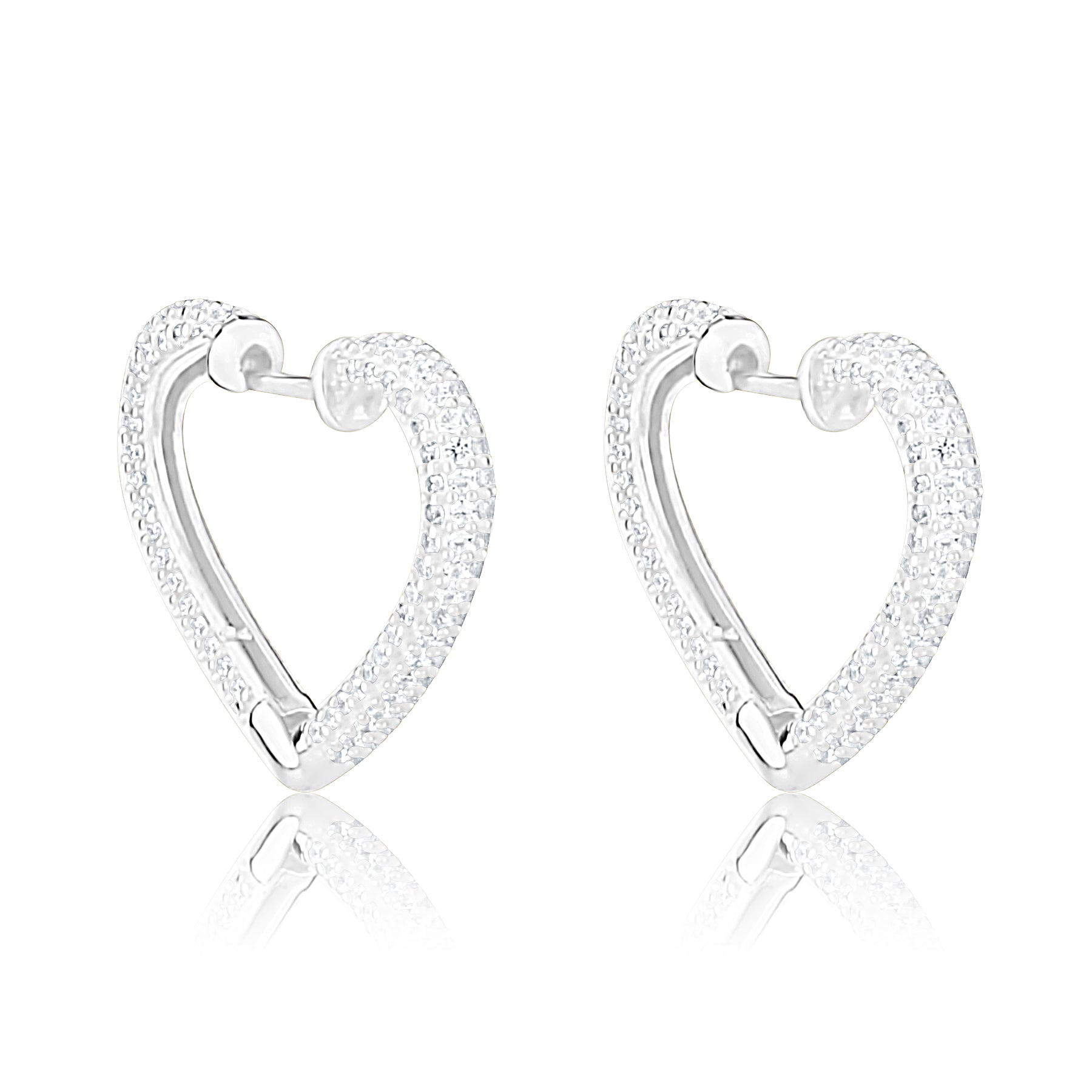 Open Heart Pave Hoops