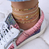 Half Rainbow Half Paper Clip Anklet
