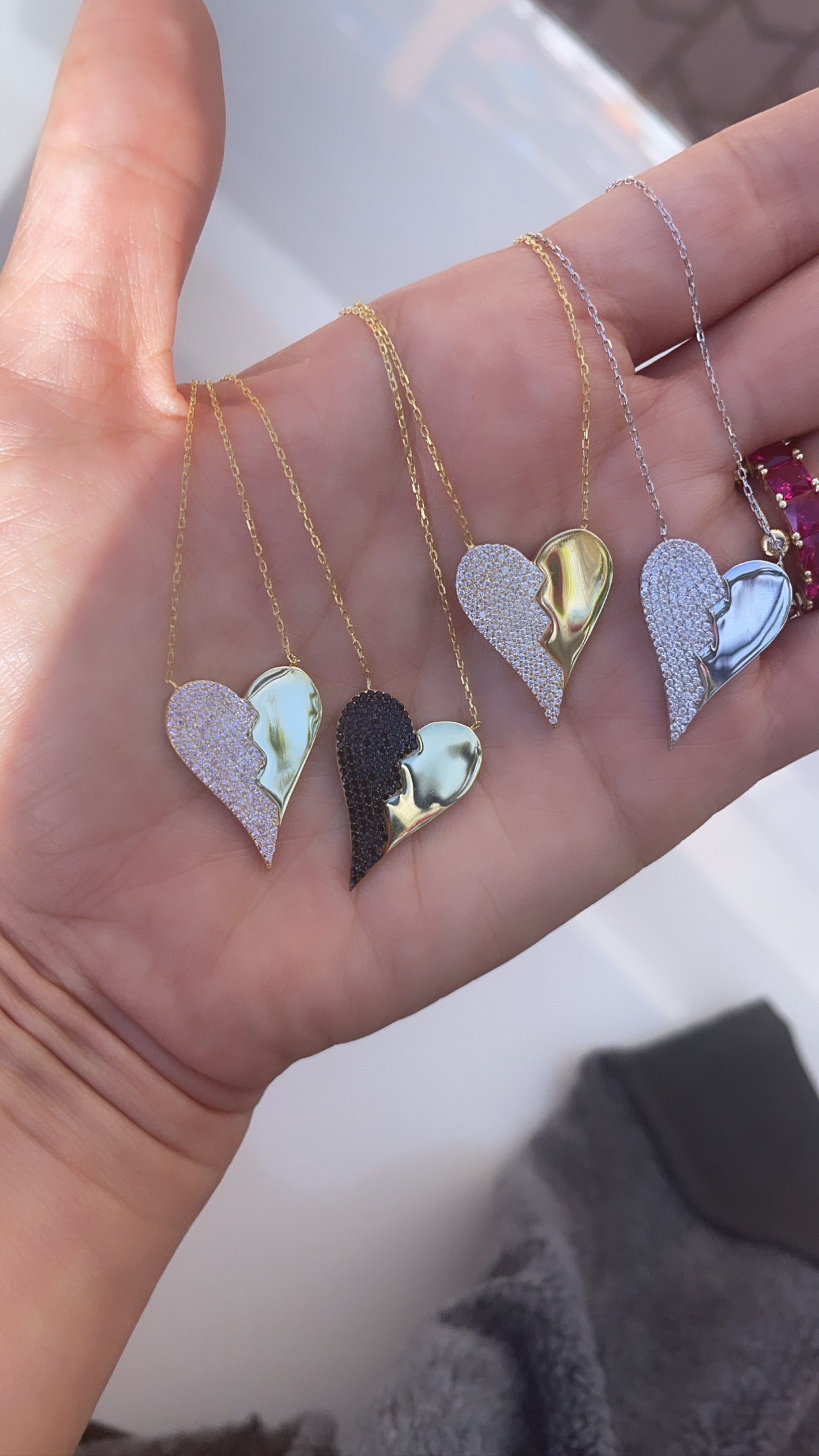 Small Elongated Pave Diamond Heart Necklace | Nina Segal Jewelry